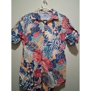 IZOD Saltwater Relaxed Classics‎ Mens Large Button Up Shirt Tropical Leaf Print